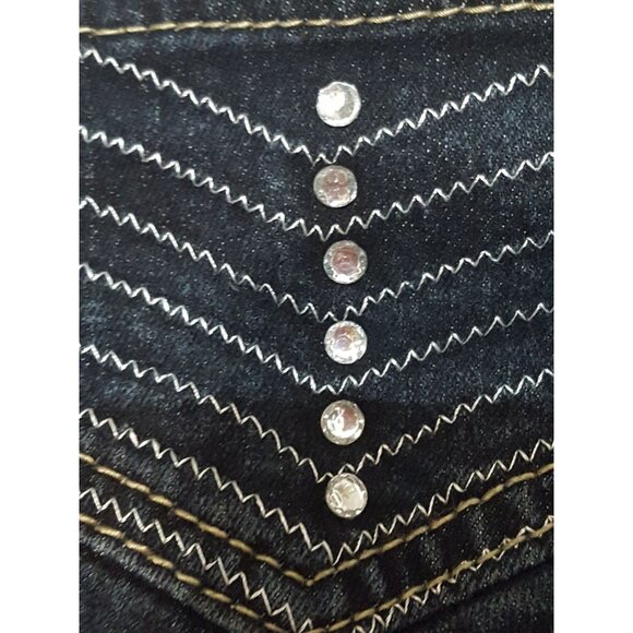 Miss Pirate Skinny Denim Jeans Women's 15 Blue Low Rise Dark Wash Embellished 34 - Picture 5 of 6